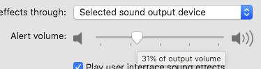 Alert volume slider in the Sound preference pane